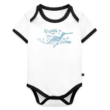 Sea Dragon – Respect the Ocean - Organic Baby Contrasting Bodysuit - white/black  - Front