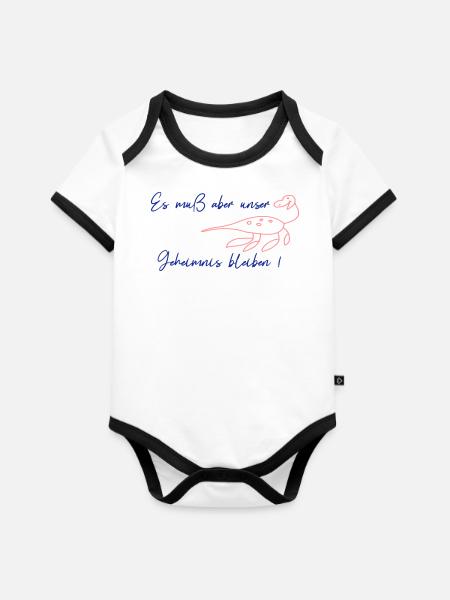 Geheimnis, Überraschung - Baby Bio-Kurzarm-Kontrastbody - Weiß/Schwarz