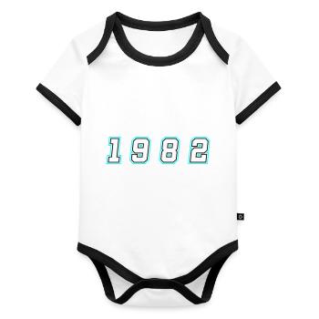 Numéro de l’année 1982 - Body Bébé bio contrasté manches courtes - blanc/noir  - Devant