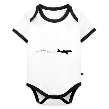 readyforadventure - Organic Baby Contrasting Bodysuit - white/black  - Front