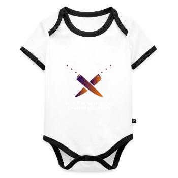 Koch Shirt • Kochen • Kochkunst Geschenk - Baby Bio-Kurzarm-Kontrastbody - Weiß/Schwarz  - Vorne