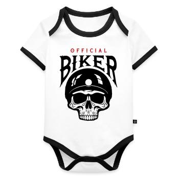 Skeleton Biker - Body Bébé bio contrasté manches courtes - blanc/noir  - Devant