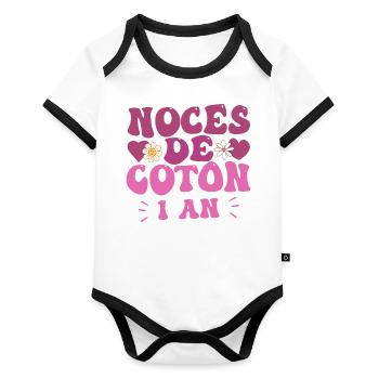 Noces de Coton - Body Bébé bio contrasté manches courtes - blanc/noir  - Devant