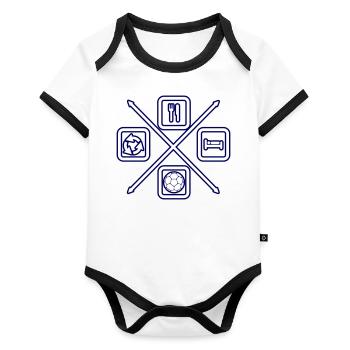 Der Lebenszyklus eines Handballspielers - Baby Bio-Kurzarm-Kontrastbody - Weiß/Schwarz  - Vorne
