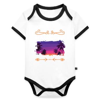 Majorca - Organic Baby Contrasting Bodysuit - white/black  - Front