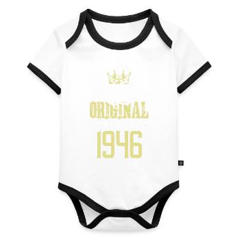 1946 limited edition - Organic Baby Contrasting Bodysuit - white/black  - Front