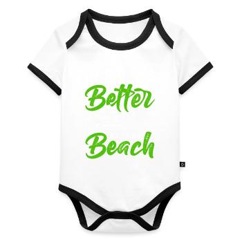 voyage à la plage été - Body Bébé bio contrasté manches courtes - blanc/noir  - Devant