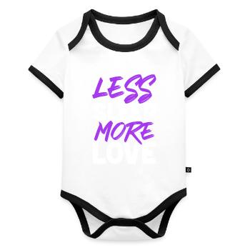 schlafen liebe - Baby Bio-Kurzarm-Kontrastbody - Weiß/Schwarz  - Vorne