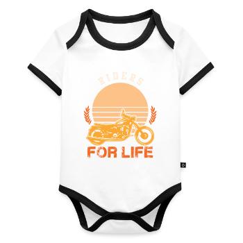 Motorcycle Riders - Organic Baby Contrasting Bodysuit - white/black  - Front