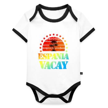 Tourisme Espania - Body Bébé bio contrasté manches courtes - blanc/noir  - Devant