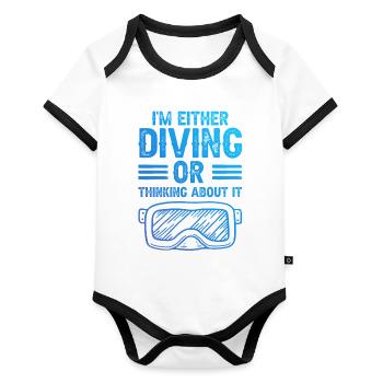 Diving scuba diving - Organic Baby Contrasting Bodysuit - white/black  - Front