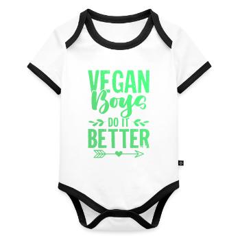 Vegan Boy - Organic Baby Contrasting Bodysuit - white/black  - Front