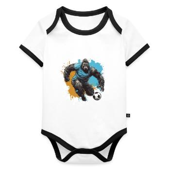 Équipe sportive de football Gorilla - Body Bébé bio contrasté manches courtes - blanc/noir  - Devant
