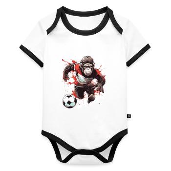 Équipe sportive de football singe - Body Bébé bio contrasté manches courtes - blanc/noir  - Devant