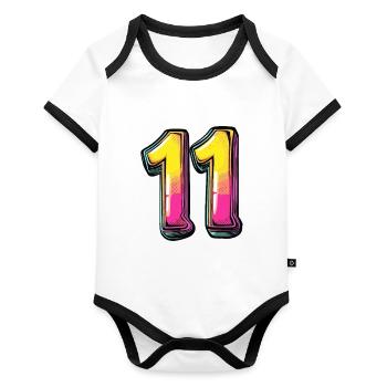 11 Number Colorful - Organic Baby Contrasting Bodysuit - white/black  - Front