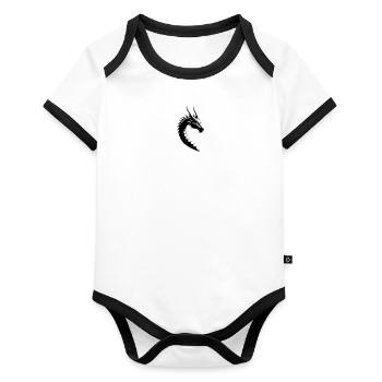 Long - Dragon chinois - Body Bébé bio contrasté manches courtes - blanc/noir  - Devant