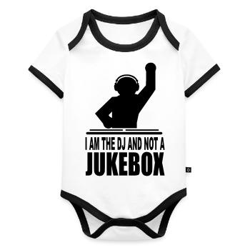 je suis le DJ et pas un juke-box - Body Bébé bio contrasté manches courtes - blanc/noir  - Devant