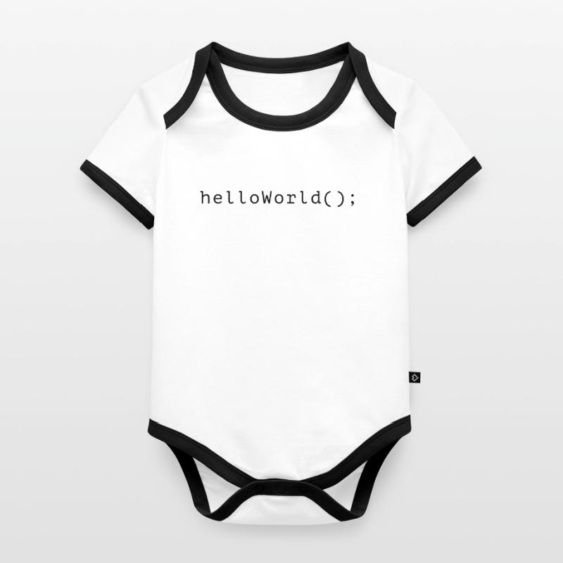 HelloWorld Programm Code Coding Informatik Baby Bio-Kurzarm-Kontrastbody