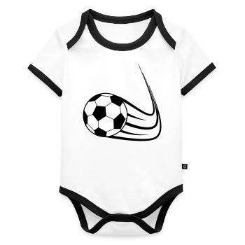 Fußball, Ball, Soccer, Football, Schuss, Tor - Body Bébé bio contrasté manches courtes - blanc/noir  - Devant