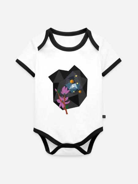 Universe - Baby Bio-Kurzarm-Kontrastbody - Weiß/Schwarz