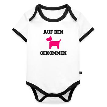 Hund Haustier Spruch Sprichwort Dackel Halsband - Baby Bio-Kurzarm-Kontrastbody - Weiß/Schwarz  - Vorne