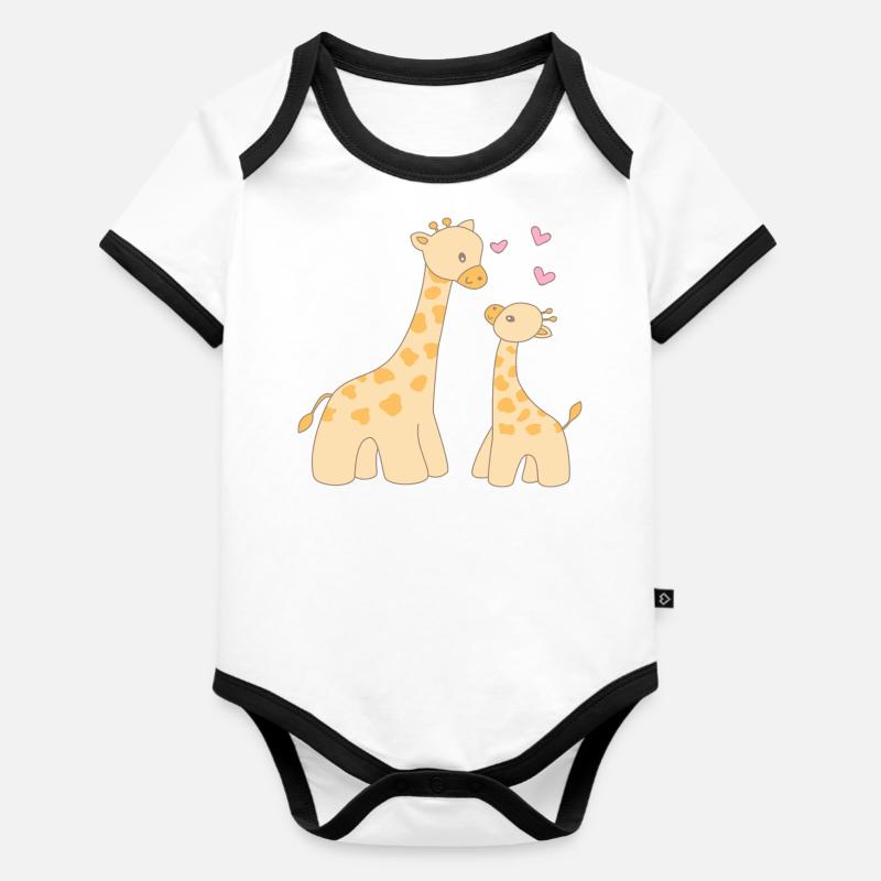 Girafe, à, petit - Body Bébé bio contrasté manches courtes - blanc/noir 