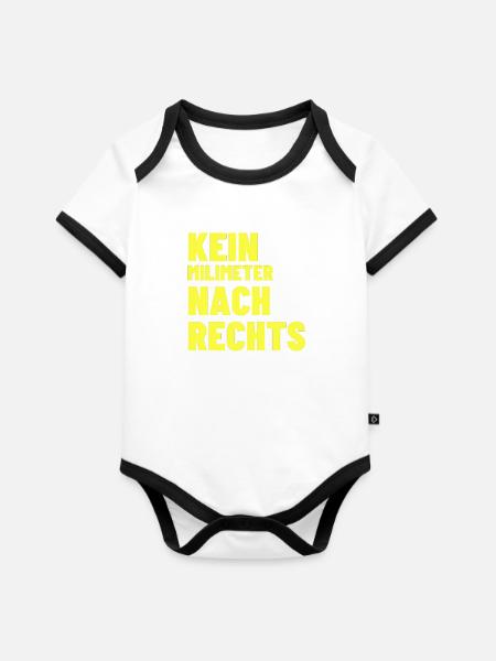 Gegen Rechts - Baby Bio-Kurzarm-Kontrastbody - Weiß/Schwarz