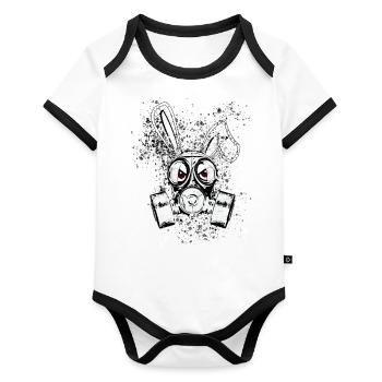 Follow into the next level - Baby Bio-Kurzarm-Kontrastbody - Weiß/Schwarz  - Vorne