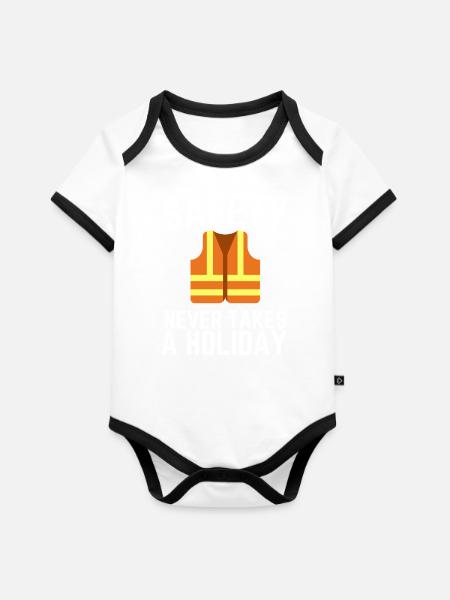 Incident Analyst Security Manager & Safety - Baby Bio-Kurzarm-Kontrastbody - Weiß/Schwarz 