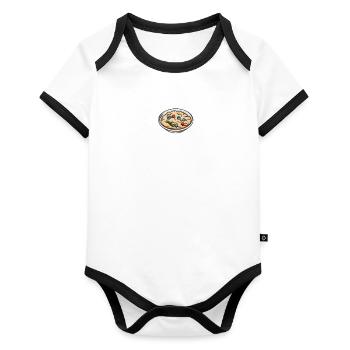 Porridge Cereal Grits Kasha Upma Rice And Oats - Organic Baby Contrasting Bodysuit - white/black  - Front