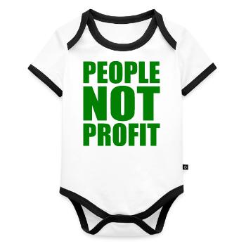 People not profit - Organic Baby Contrasting Bodysuit - white/black  - Front