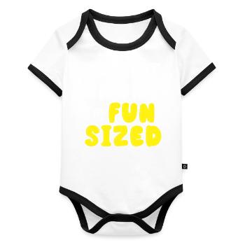 I'm not small, I'm funny tall - Organic Baby Contrasting Bodysuit - white/black  - Front