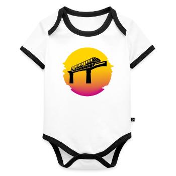 Public Transportation Stand Clear Of - Organic Baby Contrasting Bodysuit - white/black  - Front