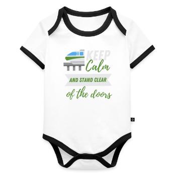 Public Transportation Stand Clear Of - Organic Baby Contrasting Bodysuit - white/black  - Front
