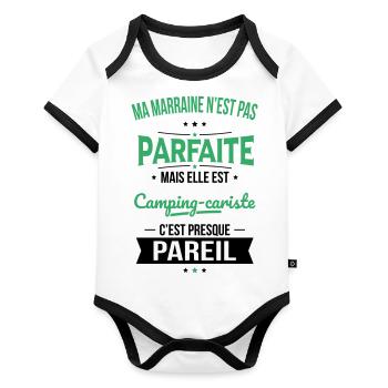 Ma marraine n'est pas parfaite - Camping-cariste - Body Bébé bio contrasté manches courtes - blanc/noir  - Devant