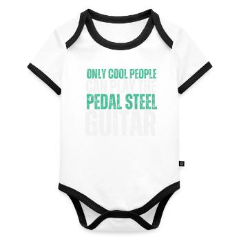Pedal Steel Guitar - Organic Baby Contrasting Bodysuit - white/black  - Front
