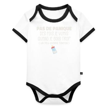 Bébé Cadeau Je Bois Trop Humour Tonton Cadeau - Body Bébé bio contrasté manches courtes - blanc/noir  - Devant