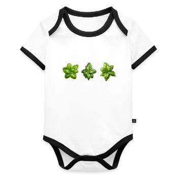 Italian Cuisine - Basil Pesto Is The Besto - Baby Bio-Kurzarm-Kontrastbody - Weiß/Schwarz  - Vorne