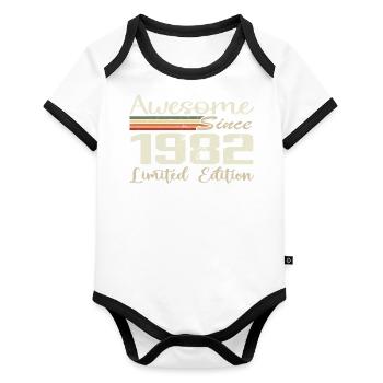 Birthday 42 Years Vintage 1982 Gift 1982 - Organic Baby Contrasting Bodysuit - white/black  - Front