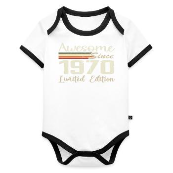 Birthday 54 Years Vintage 1970 Gift 1970 - Organic Baby Contrasting Bodysuit - white/black  - Front