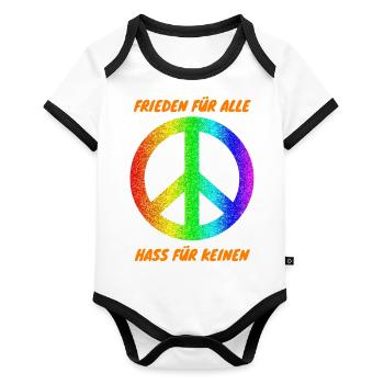 Manifestation : Paix pour tous : Haine pour le n°2 ANti AFD - Body Bébé bio contrasté manches courtes - blanc/noir  - Devant