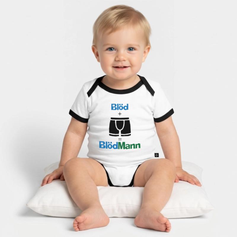 Blödmann Mann Idiot Geschenk provokant Spruch Idee Baby Bio-Kurzarm-Kontrastbody