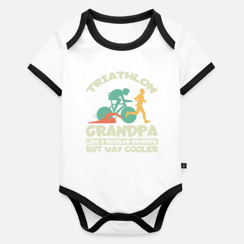 Triathlon - Body Bébé bio contrasté manches courtes - blanc/noir