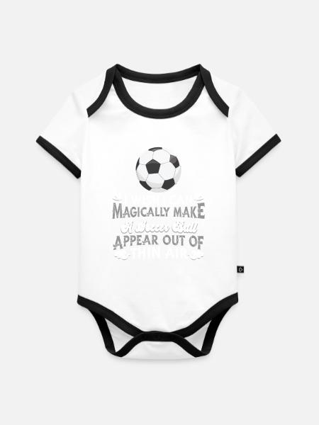 Fußball Fussball - Baby Bio-Kurzarm-Kontrastbody - Weiß/Schwarz