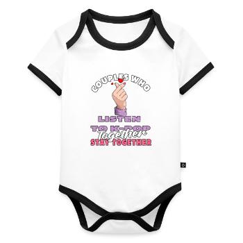 K Pop Kpop Korean Pop Pair - Organic Baby Contrasting Bodysuit - white/black  - Front