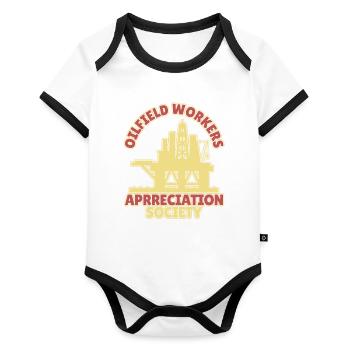 Oil Field Oil Rig - Organic Baby Contrasting Bodysuit - white/black  - Front