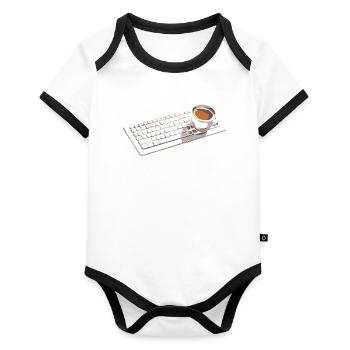 Developer, Coder, Programmer, Coffee - Organic Baby Contrasting Bodysuit - white/black  - Front