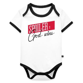 Gott gewinnt - Baby Bio-Kurzarm-Kontrastbody - Weiß/Schwarz  - Vorne