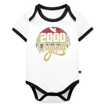 Original 2000 Vintage - 2000 Birthday Gift - Organic Baby Contrasting Bodysuit - white/black  - Front