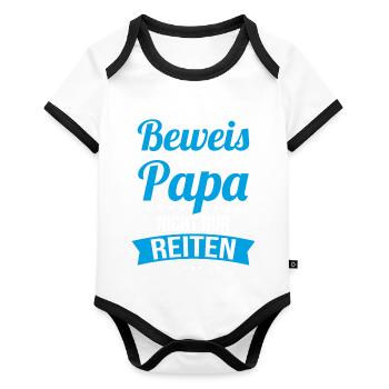 Je prouve que mon papa ne se contente pas de rouler - Body Bébé bio contrasté manches courtes - blanc/noir  - Devant